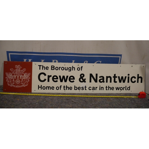 180 - Aluminum road sign - The Borough of Crewe & Nantwich