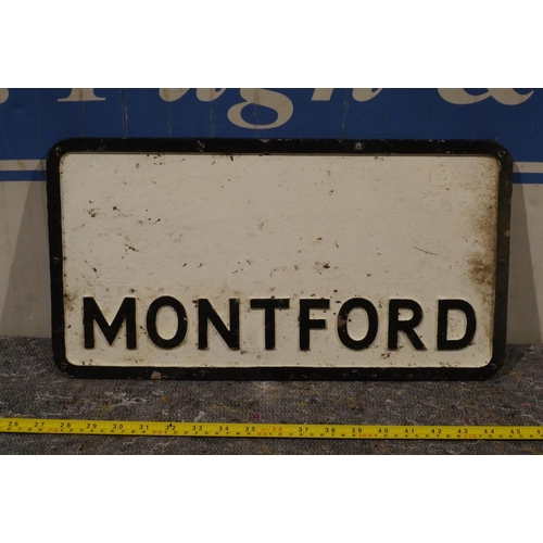 189 - Cast aluminium road sign - Montsford 18 x 10