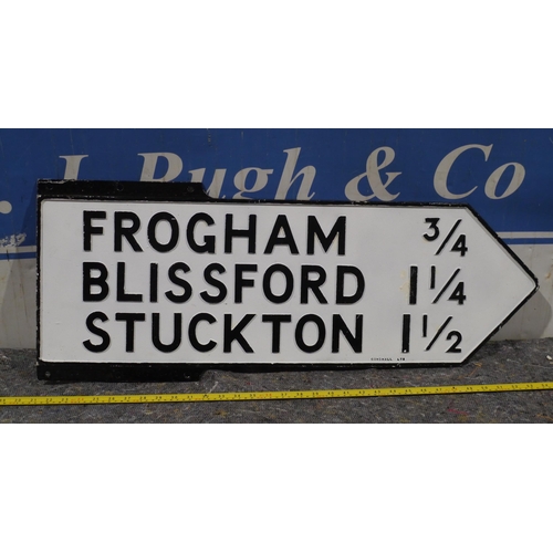 190 - Cast aluminium double sided road sign - Frogham Blissford and Stuckton 33.5 x 13