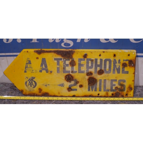 238 - Double sided enamel sign - AA telephone 28 x 10