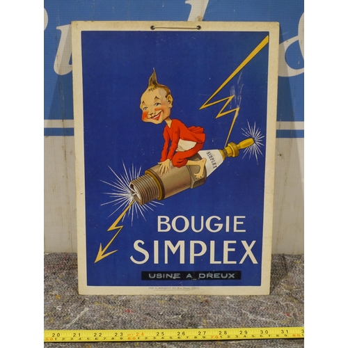 241 - Cardboard sign - Simplex spark plugs 14 x 10