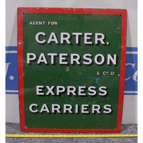 243 - Enamel sign - Carter Patterson express carriers 26 x 21.5