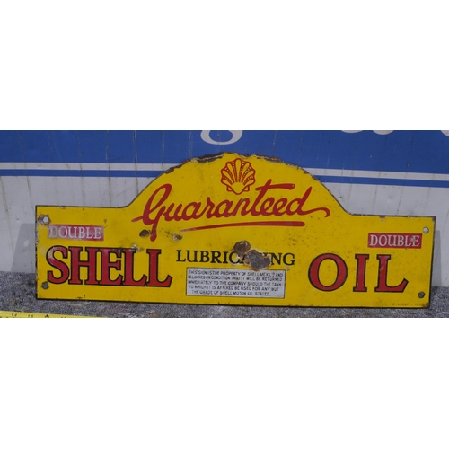 260 - Enamel sign - Shell double oil 25 x 9.5