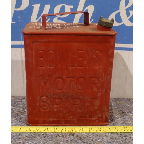 84 - 2 gallon fuel can - Bowley's motor spirit