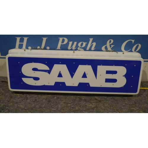 281 - Double sided plastic hanging sign - Saab 38 x 12