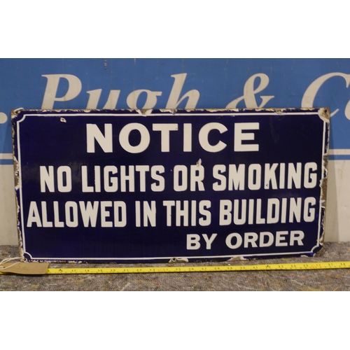 284 - Enamel sign - No lights or smoking 24 x 12