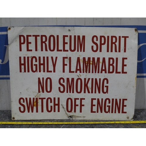 285 - Tin sign - petroleum spirit 24 x 18