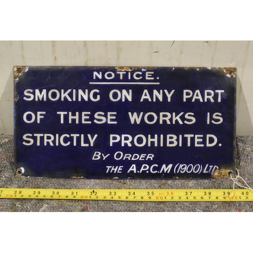 296 - Enamel sign - smoking strictly prohibited 12 x 6