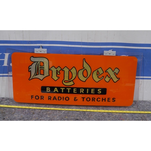 299 - Hanging perspex sign - Drydex batteries 36 x 16