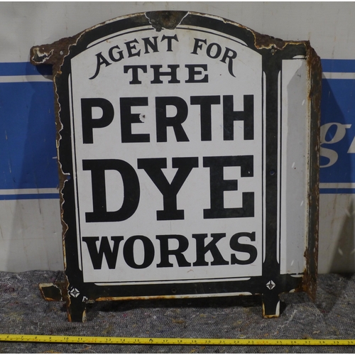 323 - Enamel sign - Perth dye works 22 x 19