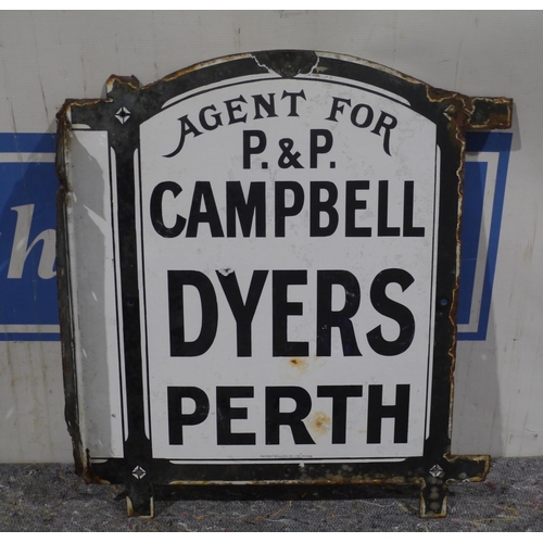 324 - Enamel sign - P & P Campbells Dyers Perth 22 x 19