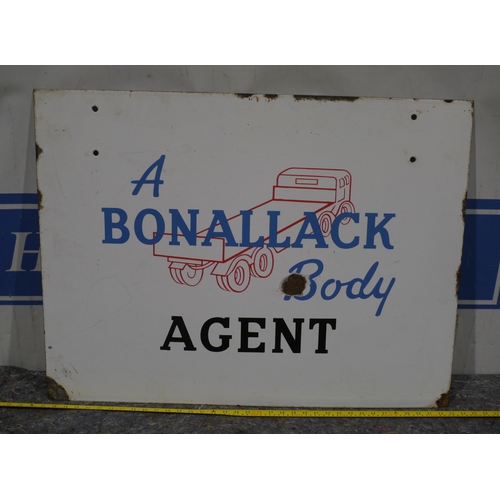 326 - Double sided enamel sign - Bonalack body agent 36 x 27