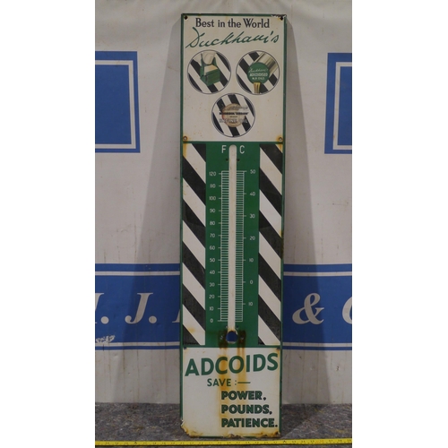 329 - Enamel sign - Duckhams Adcoids thermometer 45 x 11