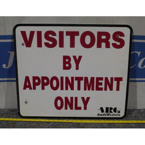 342 - Aluminium sign - Visitors by appointment only 24 x 20