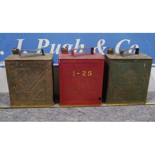 353 - 3 2 gallon fuel cans - Pratts, Esso and Redline