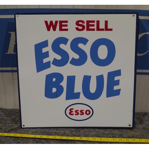 368 - Post mounted double sided enamel sign - Esso Blue 18 x 18