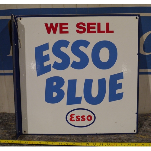 368 - Post mounted double sided enamel sign - Esso Blue 18 x 18