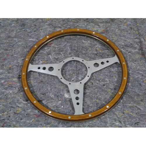 391 - Vintage wooden steering wheel