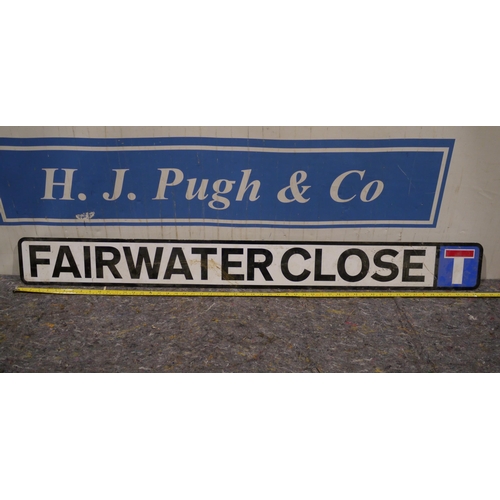 392 - Modern aluminium road sign - Fairwater Close 55 x 5