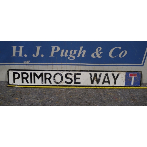 394 - Modern aluminium road sign - Primrose Way 48 x 5