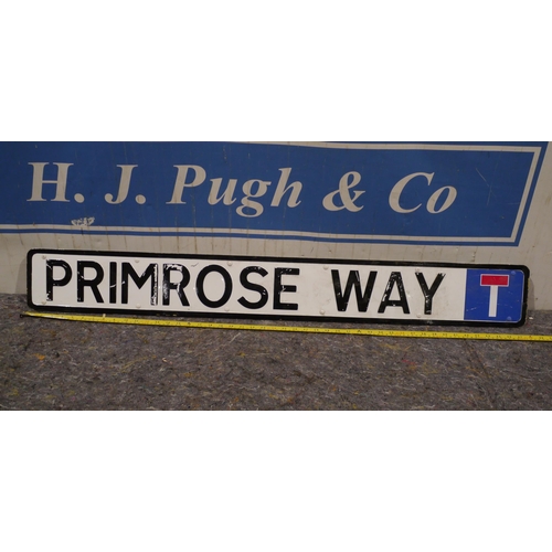 401 - Modern aluminium road sign - Primrose Way 48 x 5