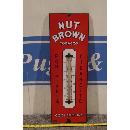 409 - Enamel sign - Nut Brown tobacco thermometer 22.5 x 7.5