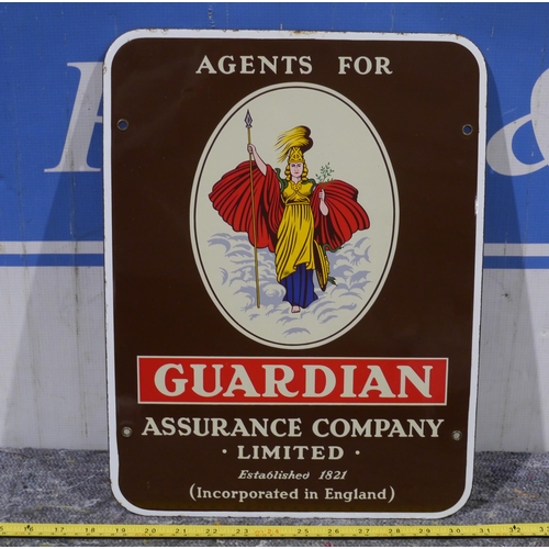 411 - Enamel sign - Guardian assurance company 16 x 12