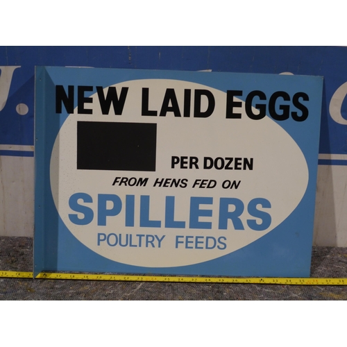 412 - Post mounted double sided aluminum sign - Spillers poultry feeds 20 x 15