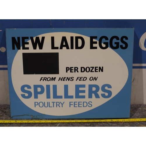 412 - Post mounted double sided aluminum sign - Spillers poultry feeds 20 x 15