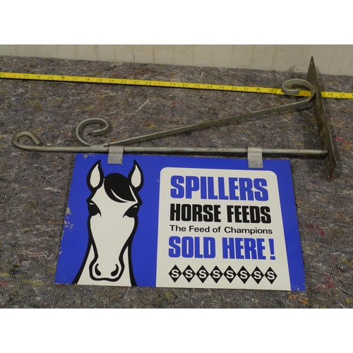 417 - Aluminium double sided hanging sign - Spillers horse feed 15 x 10