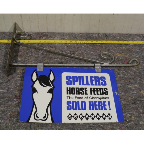 417 - Aluminium double sided hanging sign - Spillers horse feed 15 x 10