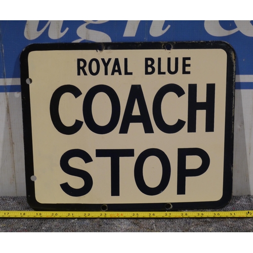 424 - Double sided enamel sign - coach stop 13 x 10.5