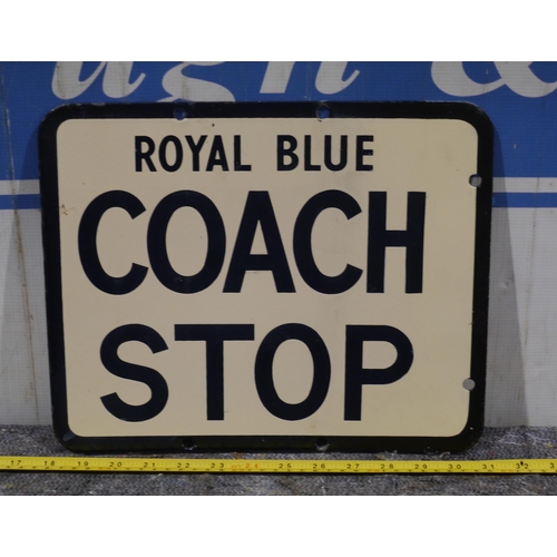 424 - Double sided enamel sign - coach stop 13 x 10.5