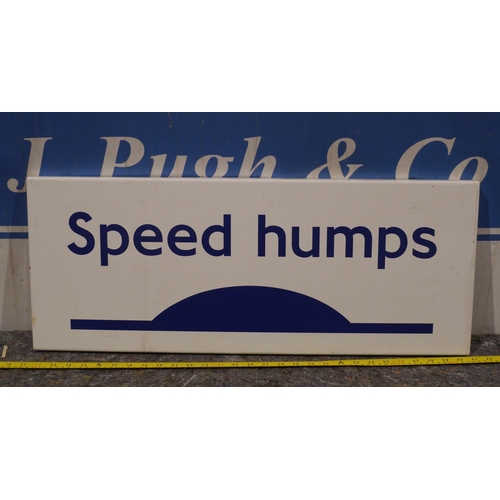 425 - Modern enamel sign - speed humps 29.5 x 12