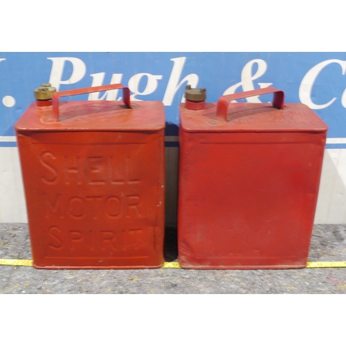 437 - 2 2 gallon fuel cans - Shell motor spirit and plain