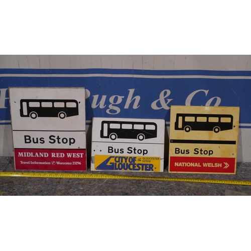 458 - 3 double sided bus stop signs