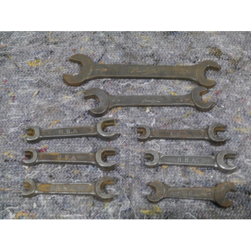 464 - 8 vintage spanners Austin and BSA