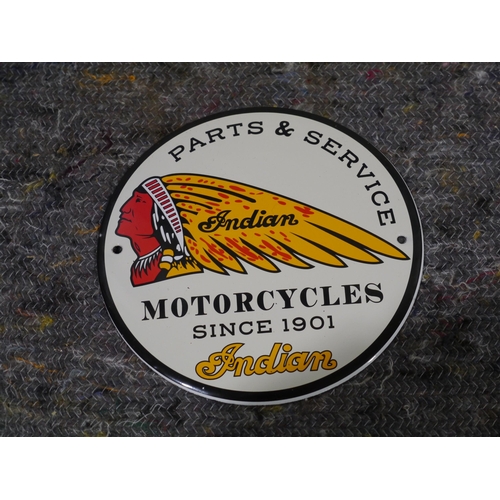 465 - Modern circular enamel sign - Indian motorcycles 6