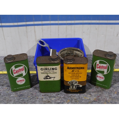 487 - Castrol oil tins and other tins