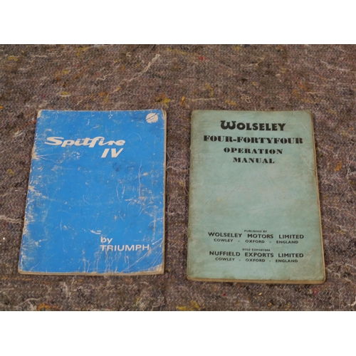 495 - 2 manufacturers handbooks Spitfire IV and Wolsely Four Fourty-Four