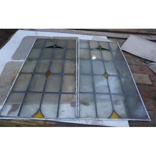 25 - 2 Stained leaded windows 20x40