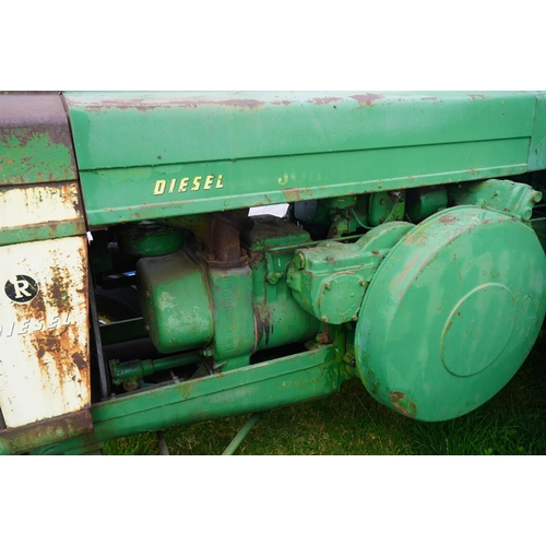 171 - John Deere Model R Diesel tractor. Runs and drives. New tyres. V5