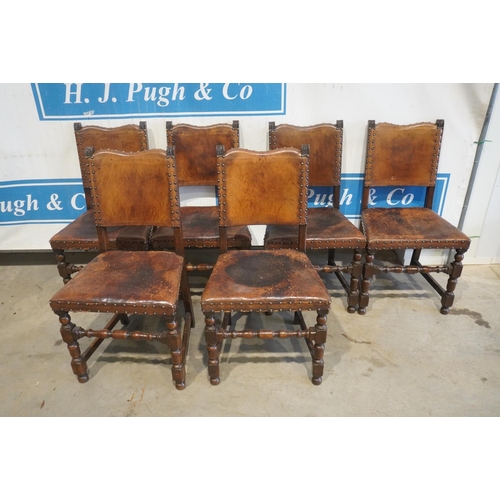 24 - 6 Leather upholstered dining chairs