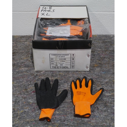 43 - 48 Pairs of polyester/latex gloves XL
