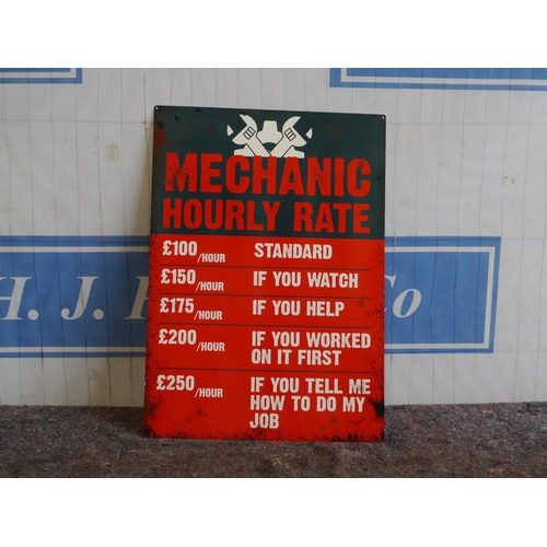 57 - Tin plate sign- Mechanic rates