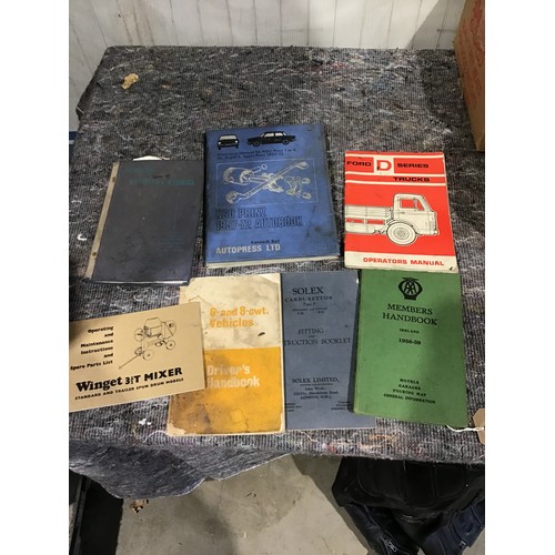 34 - Assorted car/lorry operators manuals including Ford D series and other motoring manuals