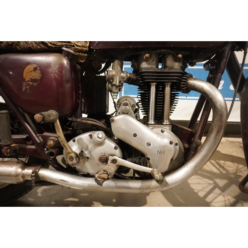 721 - Ariel Red Hunter motorcycle. 350cc. 1954. Very original. Comes with old buff logbook. Frame No. DU10... 