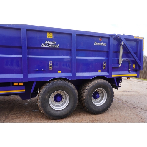 133 - 2019 Broughan 16tonne root trailer, sprung drawbar, flotation tyres, rollover sheet
