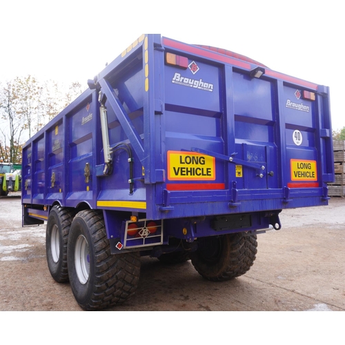 133 - 2019 Broughan 16tonne root trailer, sprung drawbar, flotation tyres, rollover sheet