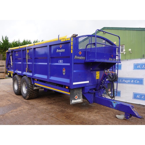 133 - 2019 Broughan 16tonne root trailer, sprung drawbar, flotation tyres, rollover sheet